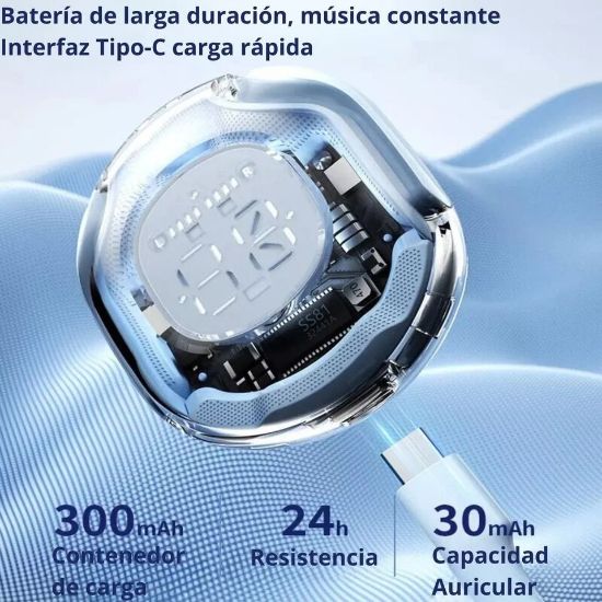 Imagen de Audífonos verde audio inalámbricos Bluetooth pantalla deportivos juegos manos libres táctil led luz