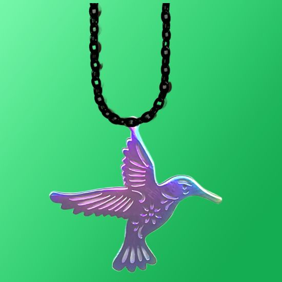 Imagen de 1 Dije Colibri Grande 40x35mm Acero Color Tornasol  Alta Durabilidad Simbolo de Gran Amor en Collar 45+5cm Largo  Ajustable LOPI/$-copiar-copiar