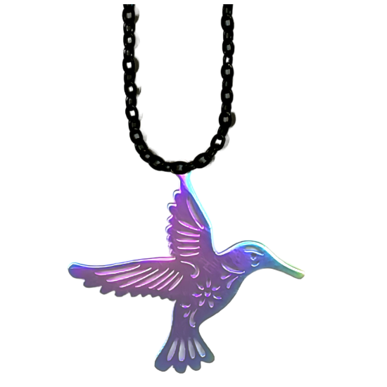 Imagen de 1 Dije Colibri Grande 40x35mm Acero Color Tornasol  Alta Durabilidad Simbolo de Gran Amor en Collar 45+5cm Largo  Ajustable LOPI/$-copiar-copiar