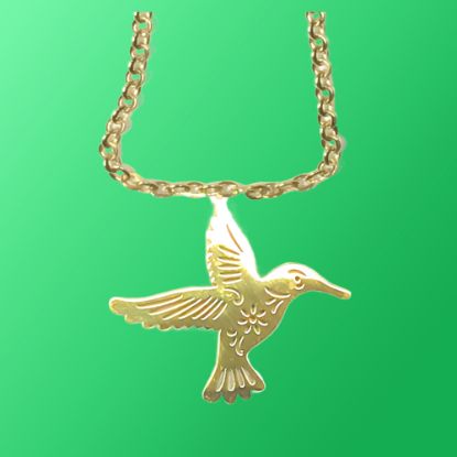 Imagen de 1 Dije Colibri Grande 40x35mm Acero Color Dorado  Alta Durabilidad Simbolo de Gran Amor en Collar 45+5cm Largo  Ajustable LOPI/$