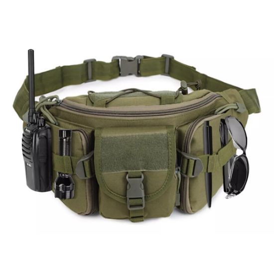 Imagen de Cangurera bolso mochila táctica verde moto pecho táctico resistente desgaste ciclismo riñonera