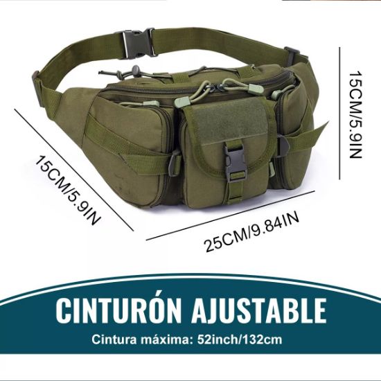 Imagen de Cangurera bolso mochila táctica verde moto pecho táctico resistente desgaste ciclismo riñonera