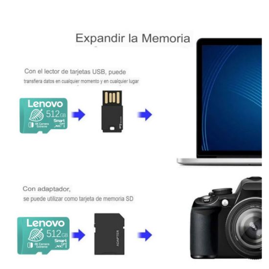 Imagen de Lenovo tarjeta memoria Micro TF SD alta velocidad 512GB usb Ps5 gamer