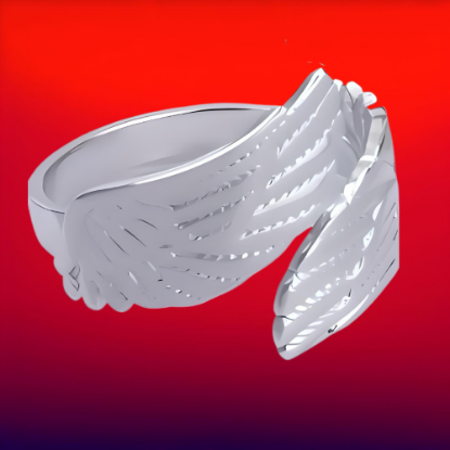 Imagen de  1 Anillo ABRAZO DE ALAS DE ANGEL o ALAS DIVINAS  c. Plata PODEROSO SIMBOLO DE PROTECCION Acero Inoxidable Curado  Ajustable Acero Color Plata Alta  Durabilidad LOPI/$