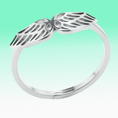 Imagen de  1 Anillo ALITAS  DE ANGEL o ALITAS DIVINAS Horizontales C. Plata PODEROSO SIMBOLO DE PROTECCION Acero Inoxidable Curado  Ajustable Acero Color Plata Alta  Durabilidad LOPI/$