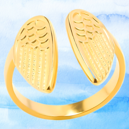 Imagen de  1 Anillo ABRAZO DE ALAS DE ANGEL o ALAS DIVINAS  C.Dorado PODEROSO SIMBOLO DE PROTECCION Acero Inoxidable Curado  Ajustable Acero Color Plata Alta  Durabilidad LOPI/$