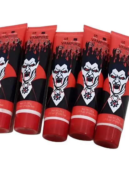 Imagen de 6 Tubos de Sangre Falsa para maquillajes, heridas falsas, hipoalergénico.