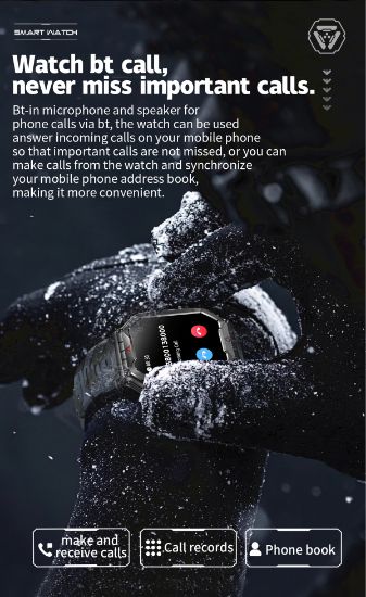 Imagen de Reloj Inteligente Militar KR82 AMOLED Sumergible con Linterna para Hombre