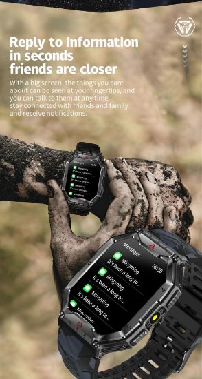 Imagen de Reloj Inteligente Militar KR82 AMOLED Sumergible con Linterna para Hombre