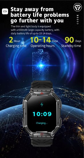 Imagen de Reloj Inteligente Militar KR82 AMOLED Sumergible con Linterna para Hombre