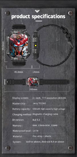 Imagen de Reloj Inteligente Militar KR82 AMOLED Sumergible con Linterna para Hombre