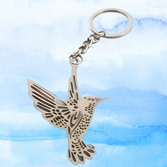 Imagen de 1 Dije Colibri M3 Grande 40x35mm Acero Color Plata  Alta Durabilidad Simbolo de Gran Amor en en LLavero LOPI/$