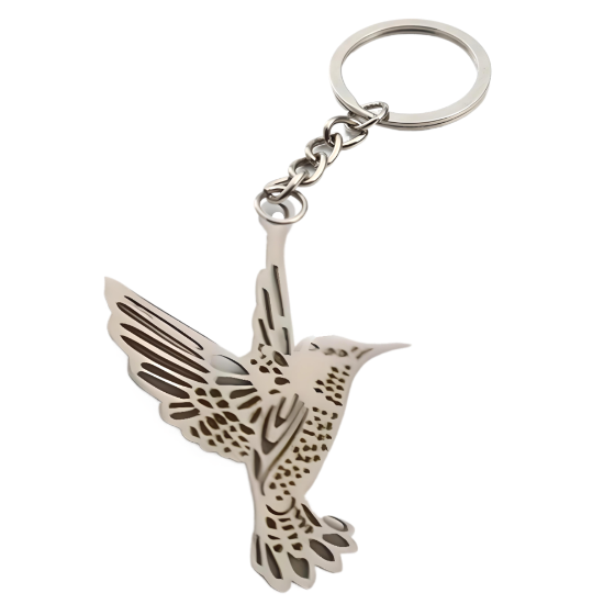 Imagen de 1 Dije Colibri M3 Grande 40x35mm Acero Color Plata  Alta Durabilidad Simbolo de Gran Amor en en LLavero LOPI/$