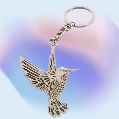Imagen de 1 Dije Colibri M3 Grande 40x35mm Acero Color Plata  Alta Durabilidad Simbolo de Gran Amor en en LLavero LOPI/$