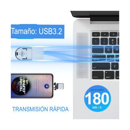 Imagen de Memoria Xiaomi Pendrive 2 en 1 OTG USB-C Usb Metal 128GB Usb 3,0 Dual C datos pc cel teléfono