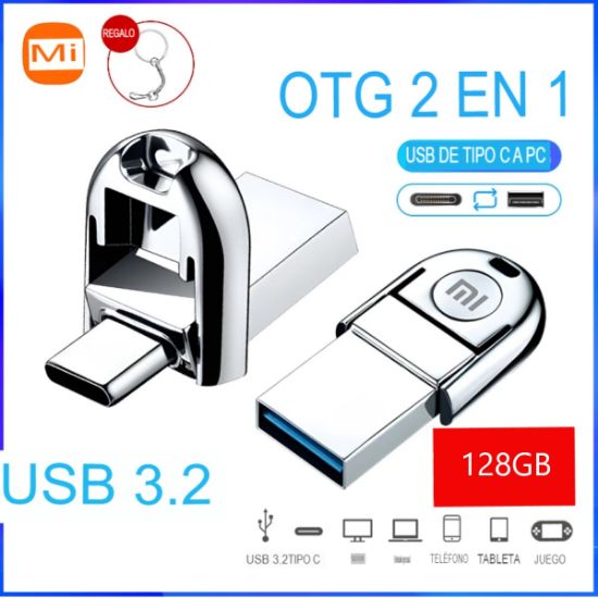 Imagen de Memoria Xiaomi Pendrive 2 en 1 OTG USB-C Usb Metal 128GB Usb 3,0 Dual C datos pc cel teléfono