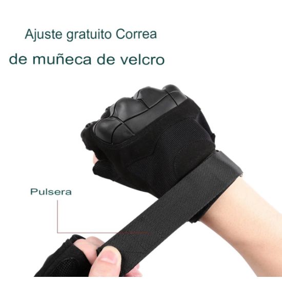 Imagen de GUANTES SIN DEDOS TÁCTICOS NEGRO MOTO DEPORTE AUTO MILITAR TELA EXTREMO PROTECCIÓN GOTCHA CARRERAS