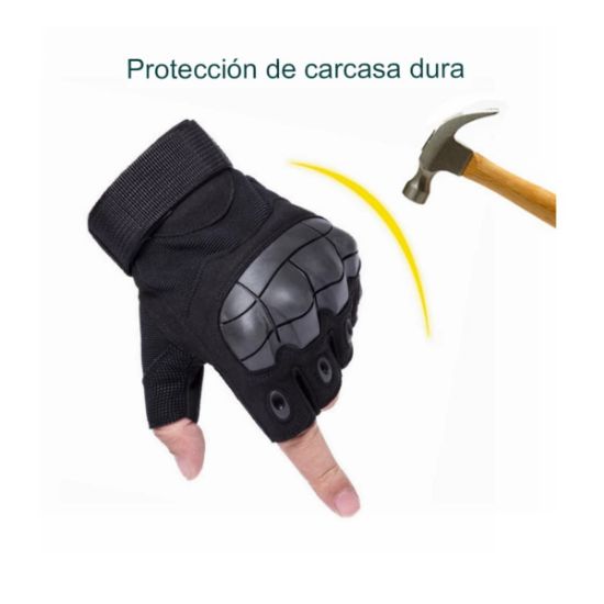 Imagen de GUANTES SIN DEDOS TÁCTICOS NEGRO MOTO DEPORTE AUTO MILITAR TELA EXTREMO PROTECCIÓN GOTCHA CARRERAS