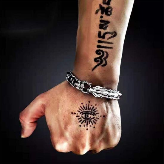 Imagen de Pulsera cadena joyería mano brazalete plata Acero Inoxidable Dragón Escamas Regalo hombre mujer