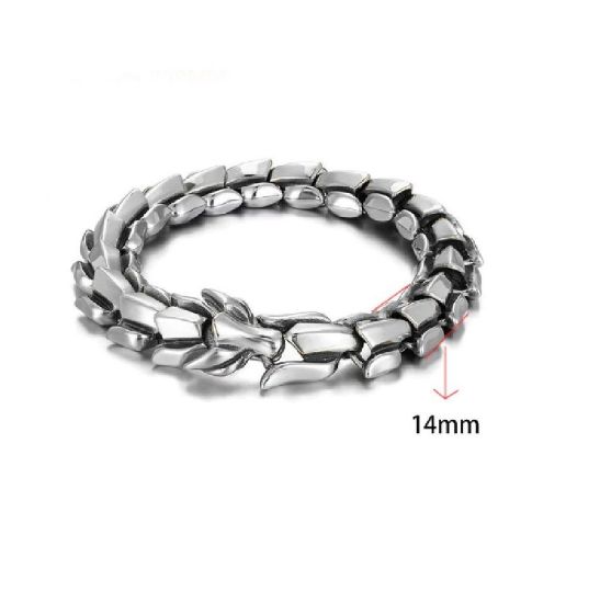 Imagen de Pulsera cadena joyería mano brazalete plata Acero Inoxidable Dragón Escamas Regalo hombre mujer