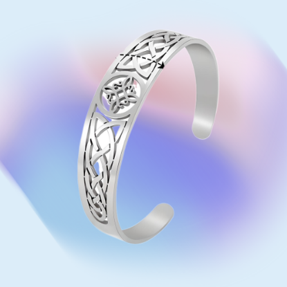 Imagen de 1 Brazalete CURADO Ajustable de ACERO Nudo de Bruja M2 Color Plata Espesor de 2 mm Alta Durabilidad para Uso Rudo LOPI/$ 