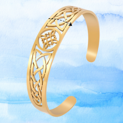 Imagen de 1 Brazalete CURADO Ajustable de ACERO Nudo de Bruja M2 Color Dorado Espesor de 2 mm Alta Durabilidad para Uso Rudo LOPI/$ 