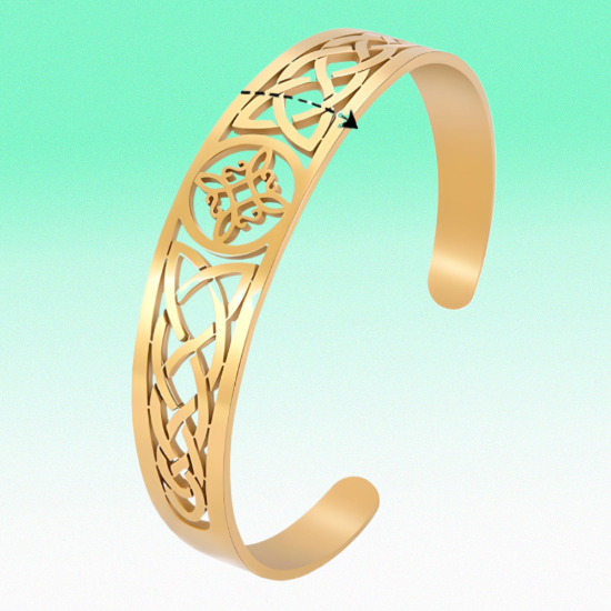 Imagen de 1 Brazalete CURADO Ajustable de ACERO Nudo de Bruja M2 Color Dorado Espesor de 2 mm Alta Durabilidad para Uso Rudo LOPI/$ 