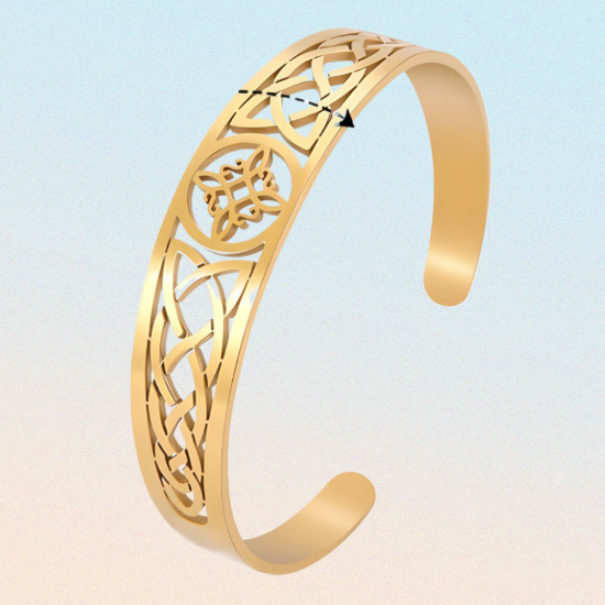 Imagen de 1 Brazalete CURADO Ajustable de ACERO Nudo de Bruja M2 Color Dorado Espesor de 2 mm Alta Durabilidad para Uso Rudo LOPI/$ 