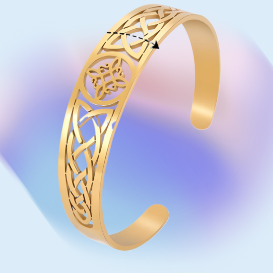 Imagen de 1 Brazalete CURADO Ajustable de ACERO Nudo de Bruja M2 Color Dorado Espesor de 2 mm Alta Durabilidad para Uso Rudo LOPI/$ 