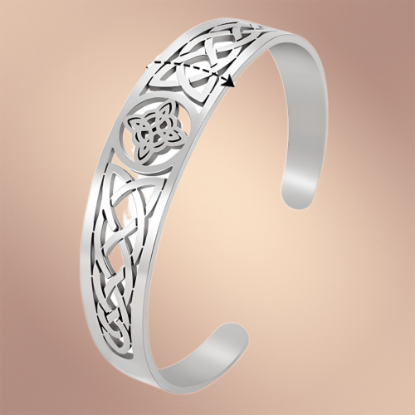 Imagen de 1 Brazalete CURADO Ajustable de ACERO Nudo de Bruja F Color Plata Espesor de 2 mm Alta Durabilidad para Uso Rudo LOPI/$ 