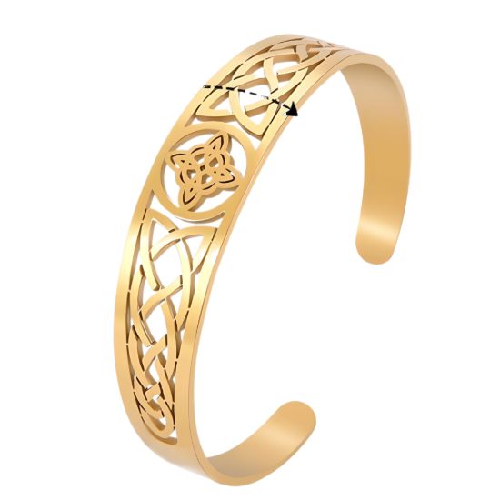 Imagen de 1 Brazalete CURADO Ajustable de ACERO Nudo de Bruja F Color Dorado Espesor de 2 mm Alta Durabilidad para Uso Rudo LOPI/$ 