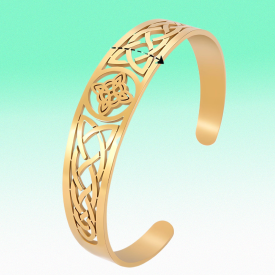 Imagen de 1 Brazalete CURADO Ajustable de ACERO Nudo de Bruja F Color Dorado Espesor de 2 mm Alta Durabilidad para Uso Rudo LOPI/$ 