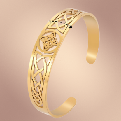 Imagen de 1 Brazalete CURADO Ajustable de ACERO Nudo de Bruja F Color Dorado Espesor de 2 mm Alta Durabilidad para Uso Rudo LOPI/$ 