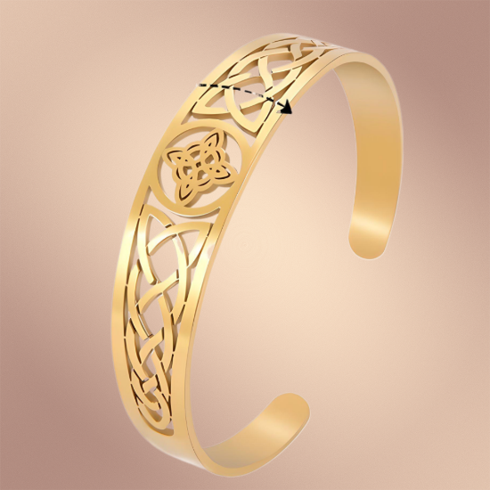 Imagen de 1 Brazalete CURADO Ajustable de ACERO Nudo de Bruja F Color Dorado Espesor de 2 mm Alta Durabilidad para Uso Rudo LOPI/$ 
