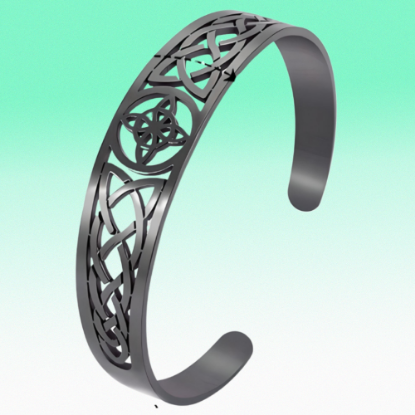 Imagen de 1 Brazalete CURADO Ajustable de ACERO Nudo de Bruja M3 Color Negro Espesor de 2 mm Alta Durabilidad para Uso Rudo LOPI/$