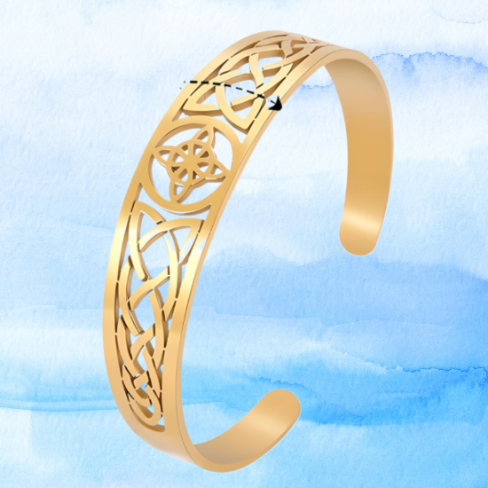 Imagen de 1 Brazalete CURADO Ajustable de ACERO Nudo de Bruja M3 Color Dorado Espesor de 2 mm Alta Durabilidad para Uso Rudo LOPI/$ 