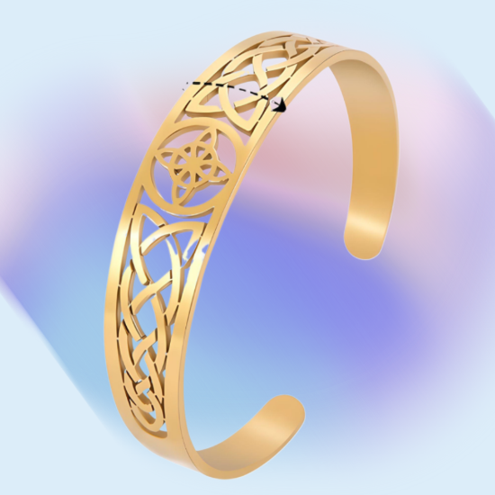 Imagen de 1 Brazalete CURADO Ajustable de ACERO Nudo de Bruja M3 Color Dorado Espesor de 2 mm Alta Durabilidad para Uso Rudo LOPI/$ 