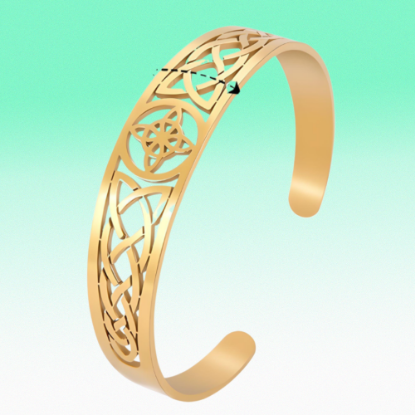 Imagen de 1 Brazalete CURADO Ajustable de ACERO Nudo de Bruja M3 Color Dorado Espesor de 2 mm Alta Durabilidad para Uso Rudo LOPI/$ 
