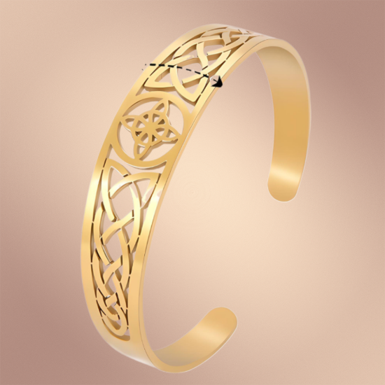 Imagen de 1 Brazalete CURADO Ajustable de ACERO Nudo de Bruja M3 Color Dorado Espesor de 2 mm Alta Durabilidad para Uso Rudo LOPI/$ 