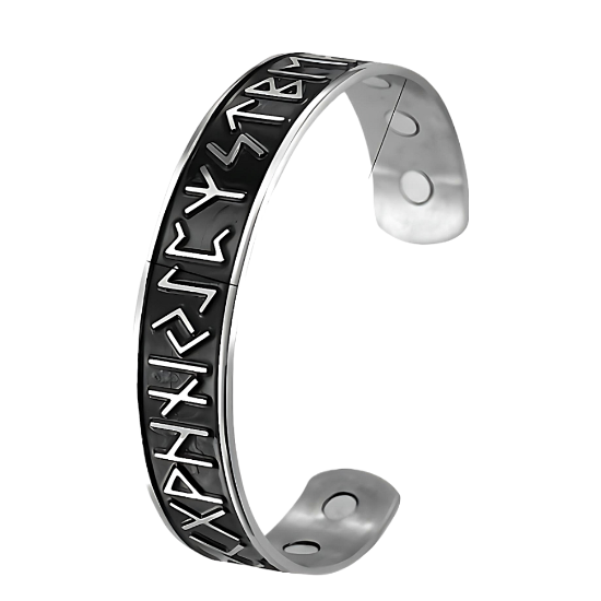 Imagen de 1 Brazalete Vikingo Poderosas Runas 3D Protectoras CURADO Ajustable de ACERO  C. Negro-Plata Talisman Protector X Excelencia Alta Durabilidad de Uso Rudo LOPI/$