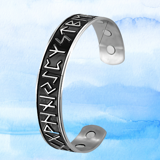Imagen de 1 Brazalete Vikingo Poderosas Runas 3D Protectoras CURADO Ajustable de ACERO  C. Negro-Plata Talisman Protector X Excelencia Alta Durabilidad de Uso Rudo LOPI/$
