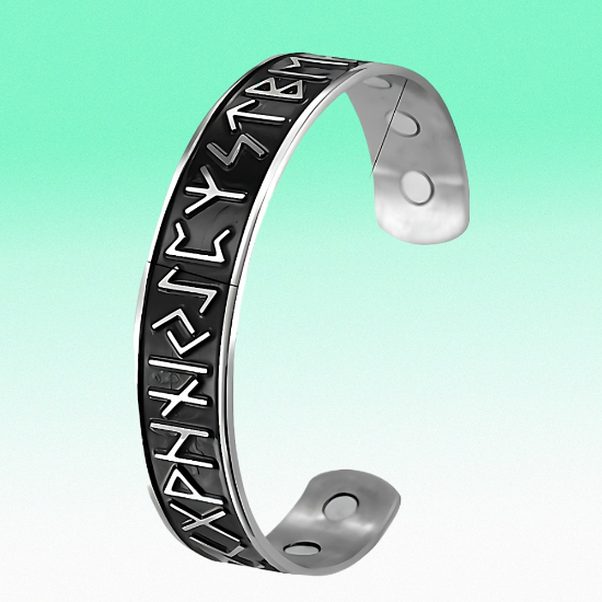 Imagen de 1 Brazalete Vikingo Poderosas Runas 3D Protectoras CURADO Ajustable de ACERO  C. Negro-Plata Talisman Protector X Excelencia Alta Durabilidad de Uso Rudo LOPI/$