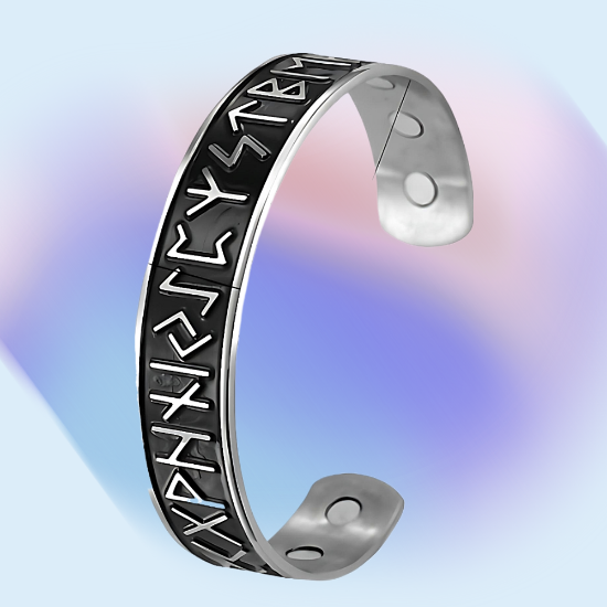 Imagen de 1 Brazalete Vikingo Poderosas Runas 3D Protectoras CURADO Ajustable de ACERO  C. Negro-Plata Talisman Protector X Excelencia Alta Durabilidad de Uso Rudo LOPI/$