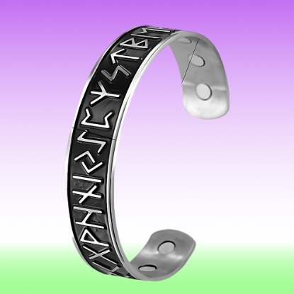 Imagen de 1 Brazalete Vikingo Poderosas Runas 3D Protectoras CURADO Ajustable de ACERO  C. Negro-Plata Talisman Protector X Excelencia Alta Durabilidad de Uso Rudo LOPI/$