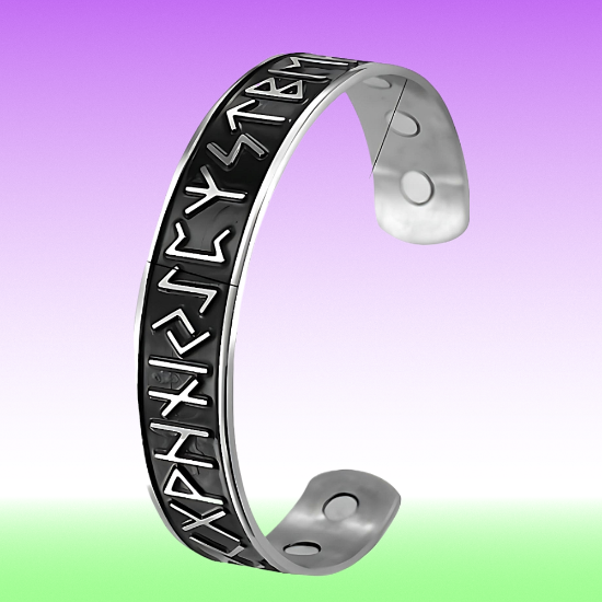 Imagen de 1 Brazalete Vikingo Poderosas Runas 3D Protectoras CURADO Ajustable de ACERO  C. Negro-Plata Talisman Protector X Excelencia Alta Durabilidad de Uso Rudo LOPI/$