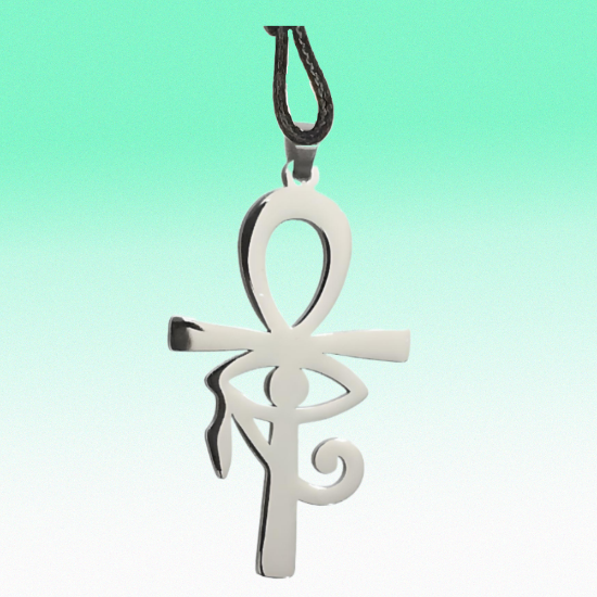 Imagen de 1 Dije Ojo Horus +  Preciosa Cruz Egipcia o Llave de la Vida Grande o ANk o Anj  ACERO NOXIDABLE Poderosa Proteccion CURADA Talisman Protector X Excelencia Alta Durabilidad de Uso Rudo LOPI/$