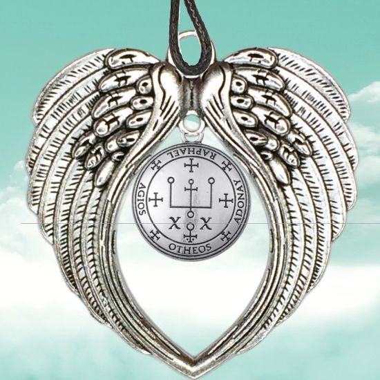 Imagen de 1 Dije Arcangel Rafael 30x30mm en Alas de Angel 80x60 mm Poderosisimo Talisman Protector DIJE Curado e Intensionado, Alta Durabilidad-LOPI/$