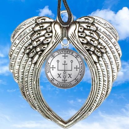 Imagen de 1 Dije Arcangel Rafael 30x30mm en Alas de Angel 80x60 mm Poderosisimo Talisman Protector DIJE Curado e Intensionado, Alta Durabilidad-LOPI/$