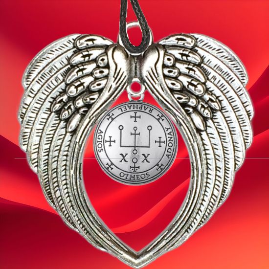 Imagen de 1 Dije Arcangel Rafael 30x30mm en Alas de Angel 80x60 mm Poderosisimo Talisman Protector DIJE Curado e Intensionado, Alta Durabilidad-LOPI/$