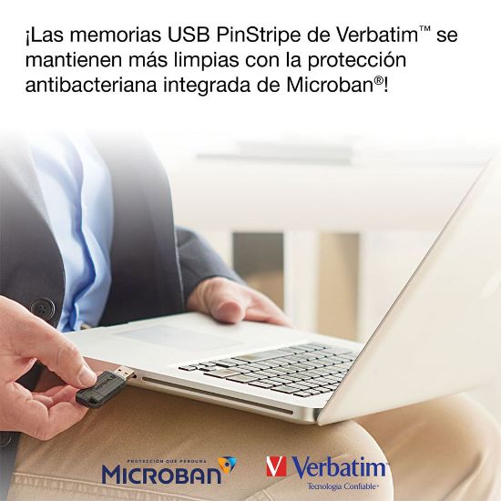 Imagen de Memoria Verbatim Pinstripe 32gb 3.1 Paquete C/10 Piezas